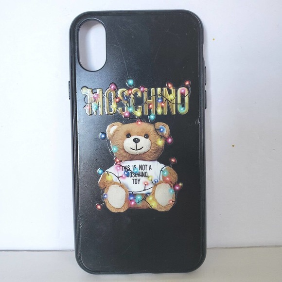 Authentic Moschino IPhone Cases X XS Cell Phone Teddy Bear Hard Cover Black - Picture 1 of 7